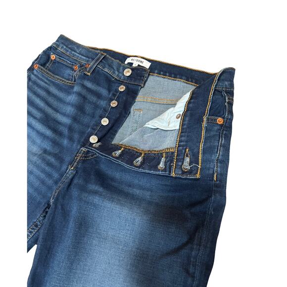 RE/DONE High Rise Stretch Straight Leg Jeans | Medium Wash Classic Denim Size 30 - Picture 4 of 5